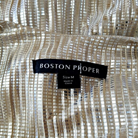 NWOT! BOSTON PROPER Metallic PLEATED GOLD DRESS SZ M - Picture 4 of 7